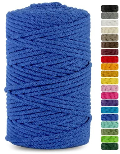 Netuno cordón de algodón con núcleo de algodón Color Azul Oscuro 5mmx100m Cuerda Natural Hilo para Macrame atrapasueños decoración artesanía Bricolaje hogar Plantas Crochet Joyas jardín Cordel