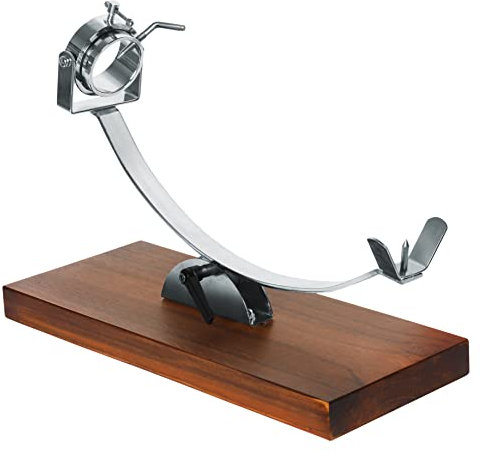 NERTHUS Ham Holder Swivel Head And Adjustable Base Porta prosciutto, Legno Acciaio Inossidabile, Marrone