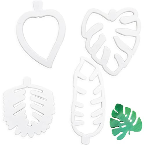 SZXMDKH 4 pcs Cookie Cutters, Tropical Leaf Cookie Leaf Mini Cutters Fondant for DIY Decorative Baking Tools, White (syqqd04)