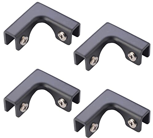 UFURMATE Glasverbinder aus Aluminiumlegierung, 2-Wege-rutschfeste Glasklemmen für 8–10 mm Dicke, Schwarz, 4 Stück