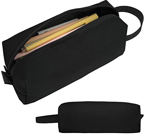 Fmeida Large Pencil Case Black Pencils Cases Organizer Big Capacity Simple Stationery Pouch Pen Holder for Girls Boys Adults School Office - Black