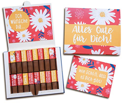 Schokoladenseite Aufkleber-Set & Banderole für Merci Schokolade mit vorgedruckten Aufklebern I Persönliches Geschenk für Freunde, Familie, Kollegen | ohne Schokolade | Inkl. 2 Glückwunschkarten (rot)