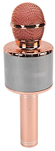 Micro karaoké, Haut-Parleur HiFi Réduction du Bruit Micro karaoké sans Fil pour Diffusion pour karaoké (Or Rose)
