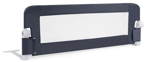 LIFEZEAL Bettgitter Faltbar, 120cm Bettschutzgitter Rausfallschutz, Kinderbettgitter aus Oxfordstoff, Babybettgitter mit Sicherheitsgurten für Baby & Kleinkinder (Grau)