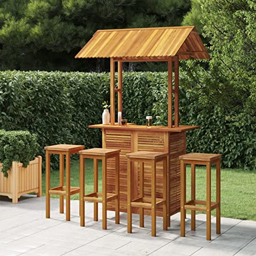 XIAOGUANG Juego Muebles de Bar de jardín 5 pzas, Muebles Jardin Exterior, Muebles De Terraza, Set Muebles Jardin, Conjunto Jardin Exterior, Conjunto Terraza, Madera Maciza de Acacia