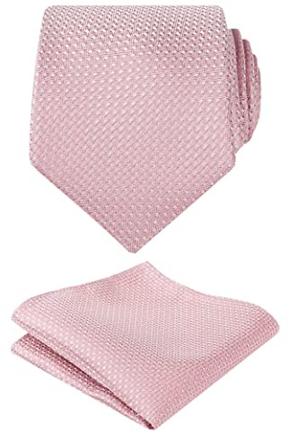 Alizeal Mens 8cm Classic Necktie and Formal Hanky Set, Blush Pink