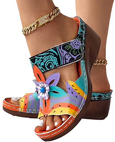 Azaz Sandales Compensées Orthopédiques Femme - Sabots Anatomiques D'Été Confortables - Chaussures De Plage Anti-Dérapant Respirantes