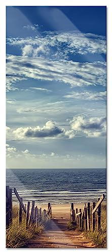 Pixxprint Glasbild Panorama, Wandbild aus Echtglas, Weg zum Strand am Meer, 100x40 cm, inkl. Aufhängung und Abstandshalter