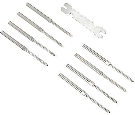 Housoutil 8pcs Stainless Steel Deck Railing Kit with Thread Swage Lag Screws for Cable Railing System and Wood Post, Anti-rust and Water Corrosion Resistant Hardware for DIY Indoor Deck