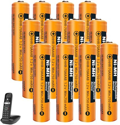 Lot de 12 Piles Rechargeables NIMH (1,2V) 750 mAh pour téléphone sans Fil Gigaset, AAA/Micro Batteries Rechargeables pour Panosonic