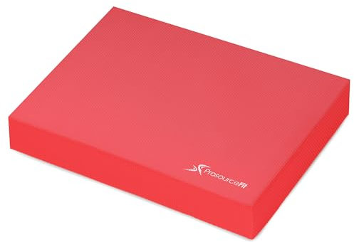 ProsourceFit Exercise Balance Pad – Non-Slip Cushioned Foam Mat & Knee Pad for Fitness and Stability Training, Yoga, Physical Therapy 15.5”x12.75”, Red