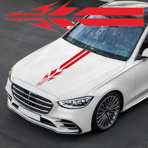 Auto Motorhaube Streifen Aufkleber,Racing Body Stripes Aufkleber,Vinyl Modifizierte Streifen Abziehbild Dekoration für Auto Motorhaube,Dach,Kofferraum,Schürze,Stoßstange(Rot)