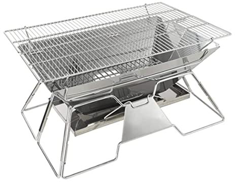 Holzkohlegrill Picknickgrill Klappbarer Lagerfeuergrill Tragbarer Edelstahl-Holzkohle-BBQ-Grillherd Für Outdoor-Wander-BBQ Holzkohlegrills Holzkohle Grill