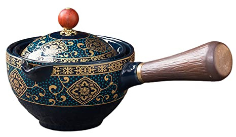 Chinese Ceramic Teapot, Porcelain Tea Maker, 160ml Vintage Ceramic Teapot Chinese Tea Dispenser, 360 Rotating Tea Maker Multifunctional Flexible Kungfu Drip Teapot for Loose Tea Coffee Percolator
