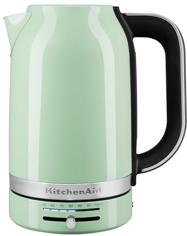 KitchenAid Hervidor de Agua Eléctrico con Control de Temperatura | Calentador Eléctrico de 1,7L | Jarra con Filtro Antical Extraíble | 2400W | Acero Inoxydable (Pistacho)