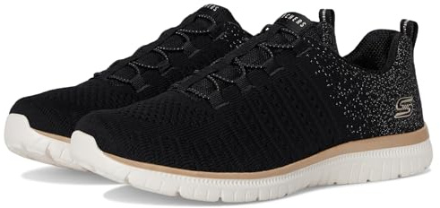 Skechers Women's Virtue Lucent Sneaker, Black Rose Gold, 3.5 UK