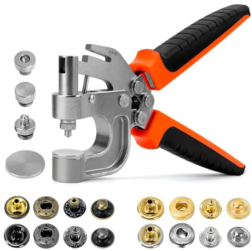 Leder-Druckknöpfe und -verschlüsse, 17 mm, Leder-Druckknöpfe und Druckknopf-Set, Presszange, 40 Sets in 4 Farben, Metallknöpfe für Stoff, Kleidung, Jacken, Geldbörsen, Taschen