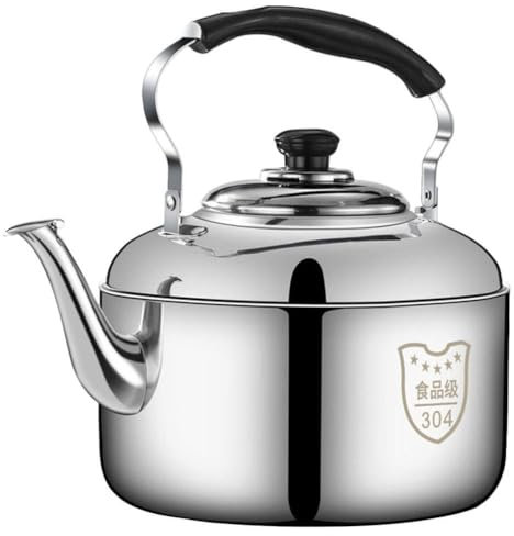 Bouilloire Sur La Cuisinière, 4L/5L/6L Acier Inoxydable Bouilloire Sifflante, Grande Capacité Eau Chaude Bouilloire, Convient À Tous Les Types De Poêles (Color : Silver, Size : 6L)