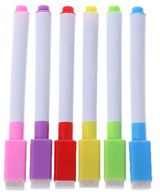 Whiteboard-Marker mit Radiergummi, abwischbar, Schulbedarf, Whiteboard-Stift für Kinder, 6 Stück