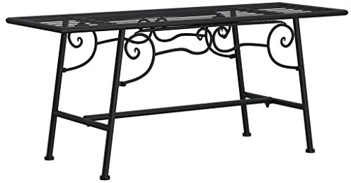 Makastle Baumbank Metall 110 cm Garten Bank wetterfeste Sitzbank Gartenbank Balkonbank Parkbank, Schwarz Stahl