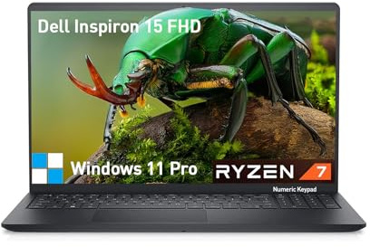 Dell Inspiron 15 3000 Laptop Computer, FHD 15.6 Laptop PC for College Students & Business, AMD Ryzen 7(8-Cores), 32GB RAM, 1TB SSD, Windows 11 Pro, Lifetime Microsoft Office, 10-Key Number Pad, HDMI