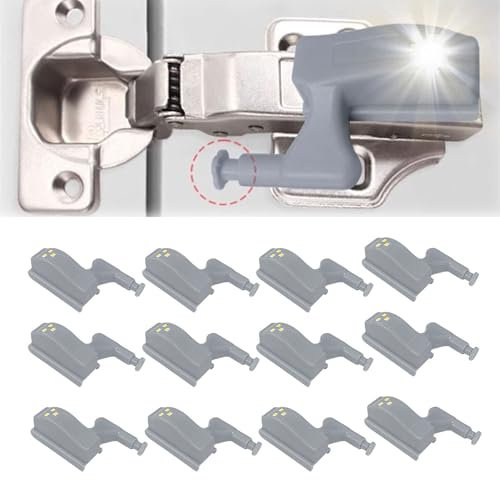 Scharnierlicht LED-Licht Scharnier LED Sensor Licht,Schrankbeleuchtung Universal Schrank Hinge LED Sensor Light Beleuchtung scharniere für schranktüren für Küche Wohnzimmer (weißes Licht, 12pcs)