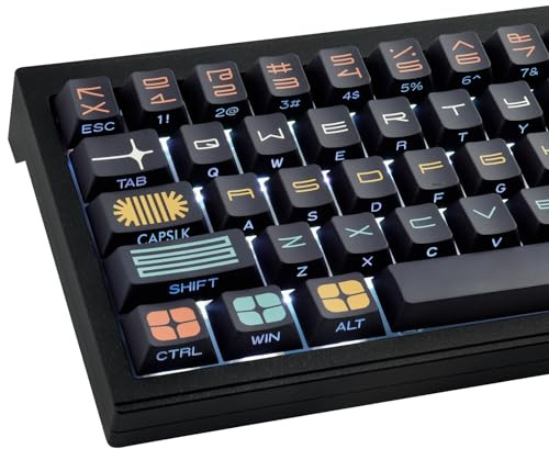PBT Keycaps, 131 Keys Custom Black Expo Keycaps, Shine Through Side Engraved Transparent Keycap Cherry Profile Dye Sublimation Keycap for Cherry MX Swit Mechanical Keyboards