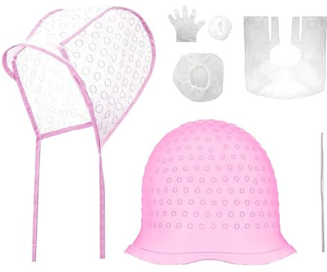 Strähnenhaube Strähnchenhaube Silikon Stränchen Haube Stränchen Haube mit Löcher Wiederverwendbar Strähnchen Set für Haarfärbe und Haarstylinggeräte Haarblas und Stylinggeräte Verwendet(Rosa)