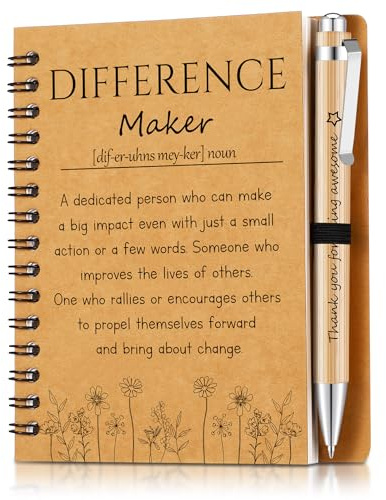 Clabby 2 Pcs Thank You Gift for Employee Colleagues Teacher Kraft Paper Notebook and Wooden Ballpoint Inspirational Notebook with Bamboo Pen Leaving Gifts Employee Appreciation Gift