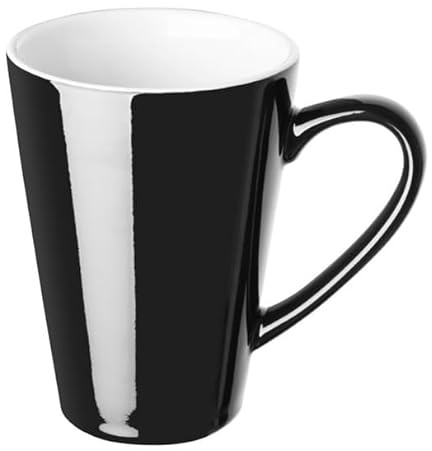 Olympia Cafe Latte Cups 340ml 11.5fl oz Stoneware Pack of 12, Black | Thick, durable walls retain heat to keep beverages hot for longer, protecting hands in busy commercial settings.