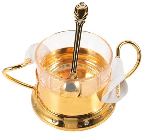 Garneck Azucarero Metálico Vintage Dorado Con Tapa y Cuchara Envase Para Especias y Condimentos Organizador Práctico Para Cocina y Mesa Estilo Europeo Elegante