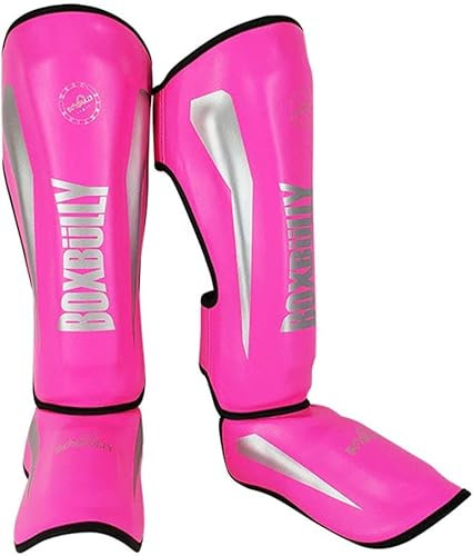 Schienbeinschoner für Muay Thai Schienbeinschutz MMA Kick Schienbeinschoner Boxen Muay Thai Leggings Schützende Boxfußpolster, Muay Thai Kickboxen Maga, UFC, Sparring, Karate, Kampfsport-Pink||S