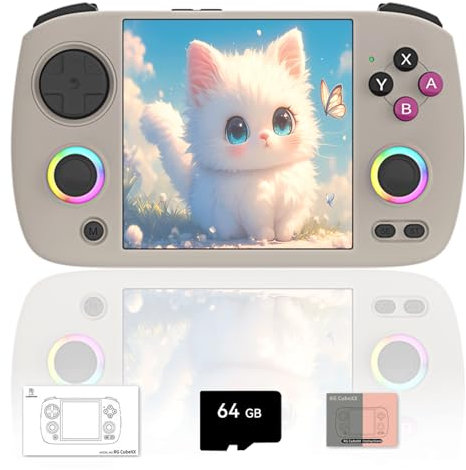 NULA RG CubeXX Retro Handheld Game Console, Pre-installed Emulator Built-in 64G TF Card 5000+ Games Linux 64-bit 3.95-inch IPS Screen Pocket Console Video Player Support TV Output