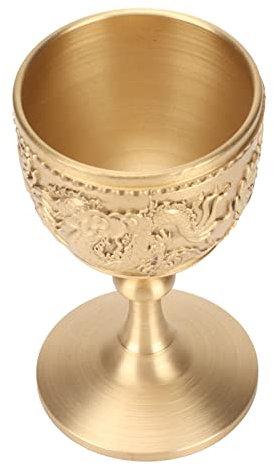 Akozon Cáliz Dorado Estilo Retro en Relieve Latón Grueso Lujoso y Elegante Copa de Proxeneta para Fiesta Banquete Boda