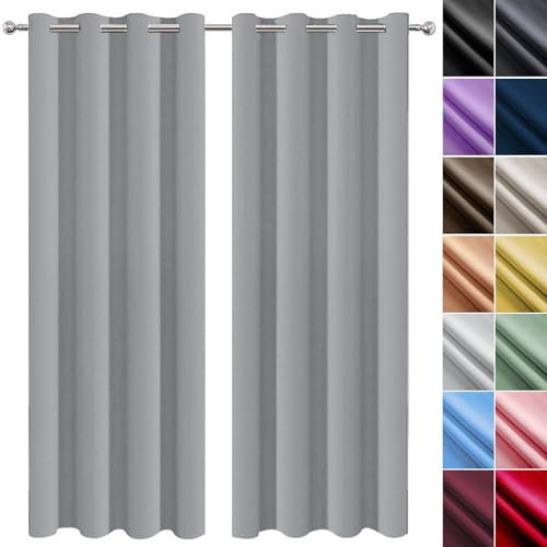 NINGBAI Verdunkelung Fenstervorhang Gardinen Vorhänge 120 x 200 cm Einfarbige/Winter Extra Warm/Modern Schlafzimmer Gardinen Und Vorhänge Verdunkelung für Schlafzimmer, Hellgrau