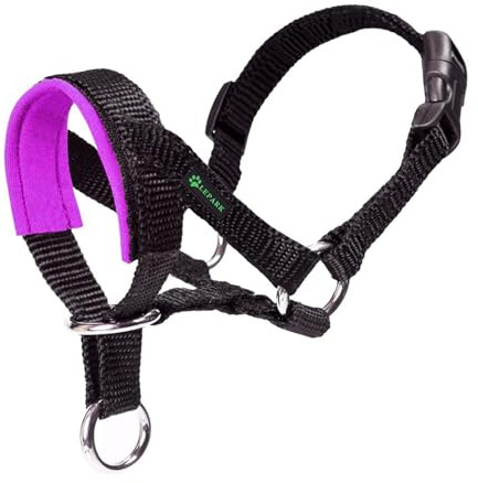 ILEPARK Hundehalfter Mit Gepolstertem Stoff, Halfterhalsband Für Hunde, Verstellbar Und Ziehen verhindert(L, Lila)