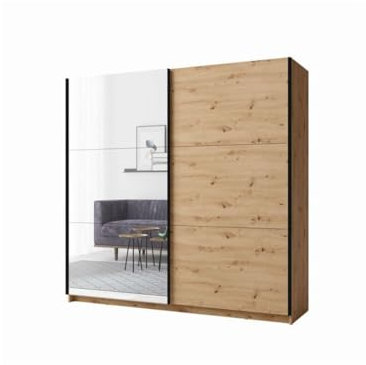 Armoire 2 Portes coulissantes avec Miroir- 150 cm - Couleur chêne - Collection ARSALA