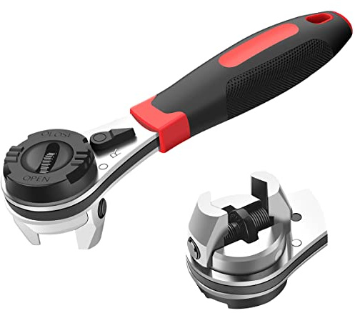 RVEFOT Adjustable Ratchet Wrench Kit for 6-22mm Screw, Universal Socket Ratcheting Wrench with Non-slip Handle, Portable Small Labor Saving Wrench for Repairing Car Motorcycle Bicycle ﻿