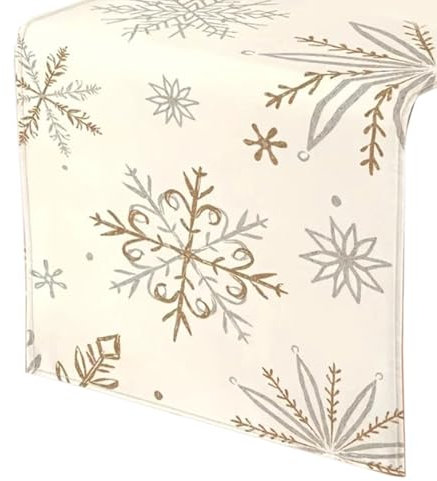 MHADBKH Patrón Nieve Invierno Patrón Mantel Oro para Navidad para Las Vacaciones Decoración Estacional