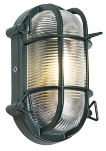 Qazqa Industrie außen Wandleuchte, Außenlampe, Wandlampe für den Garten - Nautica - Grün, max. 15W, Geeignet für LED, 9cm, IP44, Oval