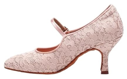 Betty rosa spets kvinna vuxen moderna dansskor standard dans högklackade tävlingsträning, Rosa 7 5 cm, 40 EU
