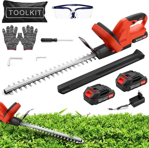 Bellanny Cordless Hedge Trimmer Lightweight Hedge Cutters, 21V 3000mAh Electric Hedge Trimmer, 1500 r/min Battery Hedge Trimmers wirh 51cm Cutting Blade for Trimming Hedges, Border Plants and Shrubs