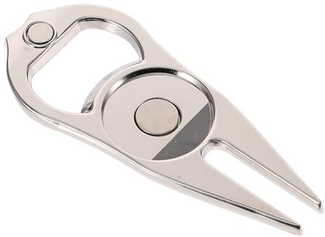 STOBAZA Golf Divot Repair Tool Ballmarker Silberne Pitchgabel zum Ausbessern von Golfrasen Praktisches Golfs Zubehör für Golfer Geschenk Langlebig und Einfach zu Bedienen