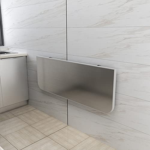 Tavolo pieghevole da parete per cucina e piccoli spazi, tavolo da pranzo e scrivania da lavoro in acciaio inox, ideale per casa, ufficio, garage, giardino, lavanderia
