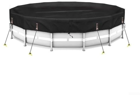 Stabile Poolabdeckung, wasserdicht und staubdicht, mit sicherer Befestigung für oberirdische und Haustierpools, verschiedene Größen erhältlich (366 cm)