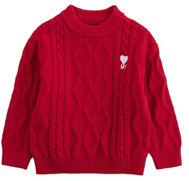 Generisch Jersey de punto grueso para niñas con diseño estructurado suave para ocasiones festivas y actividades al aire libre, rojo, 11-12 años