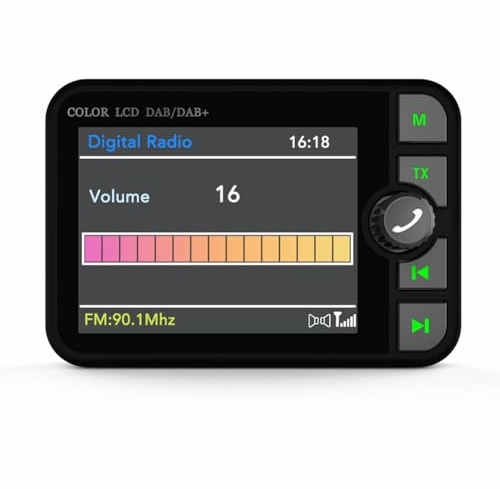 ZoraYorce Reproductor de música estéreo con pantalla LCD a color de 2,4 pulgadas, receptor DAB/DAB+, radio digital, manos libres para coche