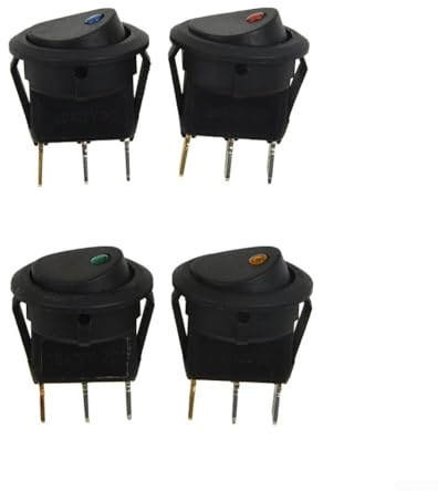 Wasserdichte DC12 V runde Wippschalter mit LED-Licht für Autos, An-/Aus-Steuerung für Blinken und Fahrwerksbeleuchtung, 4 Stück