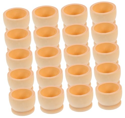 POPETPOP 20 Pieces Wooden Easter Egg Cups 4x5cm Natural Wood Egg Holders for Party Favors and Spring Easter Decorations