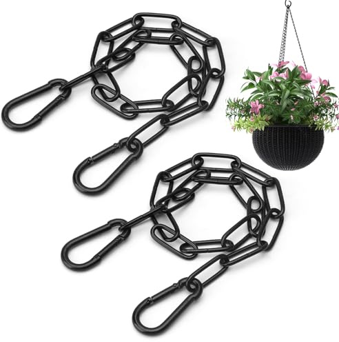 Kedja i rostfritt stål, svart, 2 stycken, 0,6 m kedja i rostfritt stål med karbinhake, metallkedja för upphängning, länkkedja i rostfritt stål, kedja för staketportar, trädgårdsportar, burgrindar för